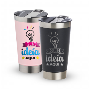 Copo Térmico Alumínio 473ml     473ml Tampa + Abridor de Garrafa