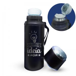 Garrafa Térmica com copo 800ml Aço inoxidável 9x9x26   800ml Tampa + Abridor de Garrafa