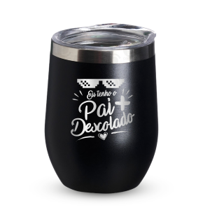 Copo Térmico Oval 360ml - DIA DOS PAIS Alumínio   Parede Dupla 360ml Tampa