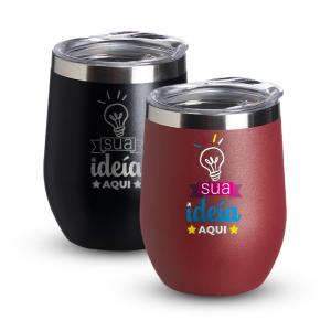 Copo Térmico Oval Alumínio 360ml Alumínio   Parede Dupla 360ml Tampa