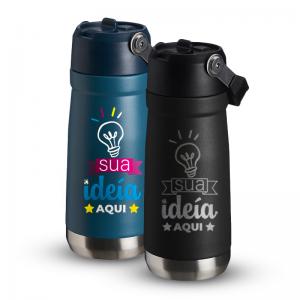 Garrafa Térmica 650ml Aço inoxidável 8x21,5x25,4cm 4x4 ou Gravação a Laser Parede Dupla  