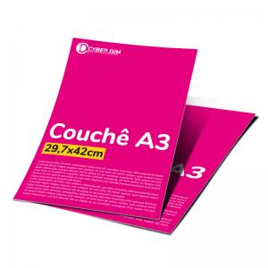 Impressão Couchê A3 Couche 29,7x42 4x0, 4x1, 4x4 Impressão a Laser   