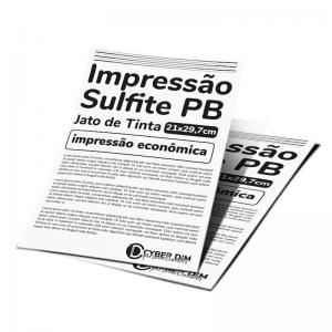 Impressão Jato de Tinta - Preto e Branco Sulfite 75g 21x29,7 1x0 / 1x1   