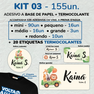 KIT VOLTA AS AULAS - 130 ADESIVOS PLÁSTICOS + 20 TERMOCOLANTES Couche  4x0  Corte Personalizado 