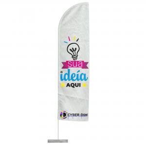 Windbanner Tecido Oxford 200cm - Tecido 200x70cm 4x4   Haste em alumínio + Base em concreto